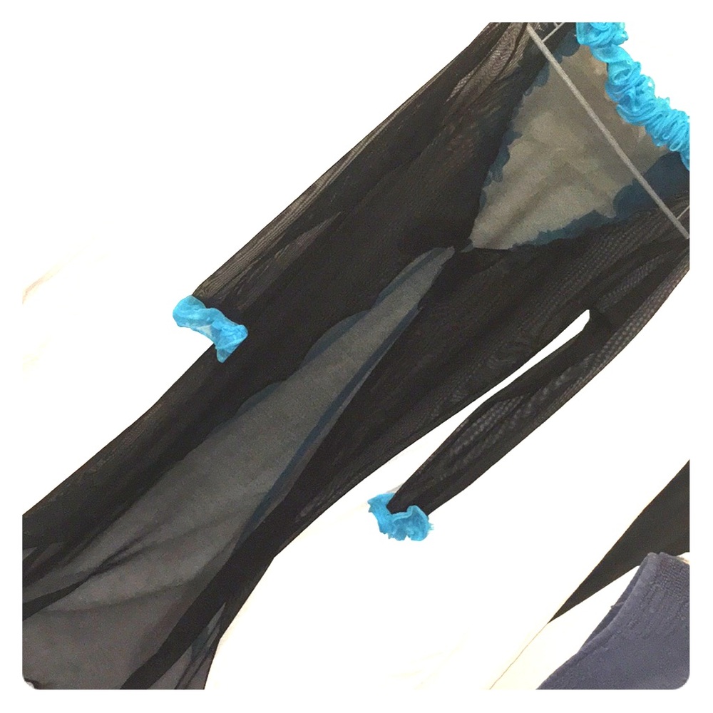 Lexa Vonn black & turquoise long mesh boudoir robe - Picture 4 of 5